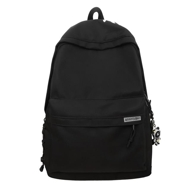 Charm Nylon Print Backpack Lettering Laptop / Set Bag