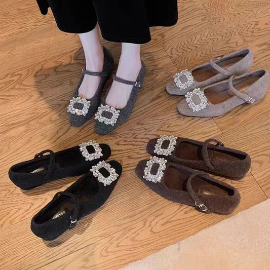 Accent Chunky Rhinestone Jane Mary Heel Pumps