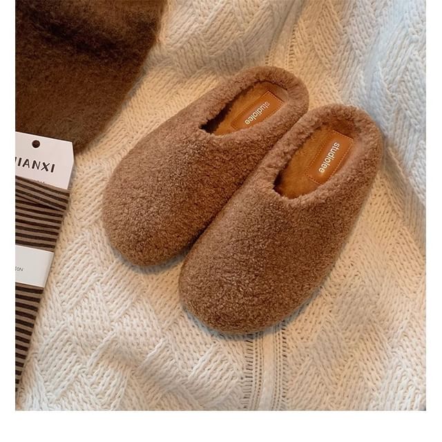 Platform Fleece Mules Plain
