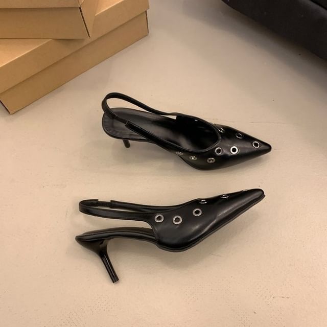 Pumps Slingback Toe Grommet Pointed
