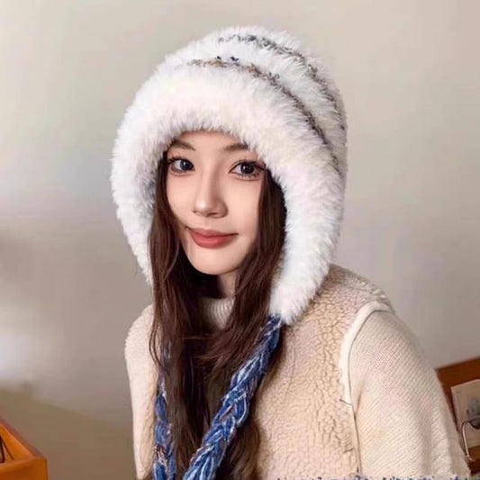 Trapper Fluffy Knit Hat Striped