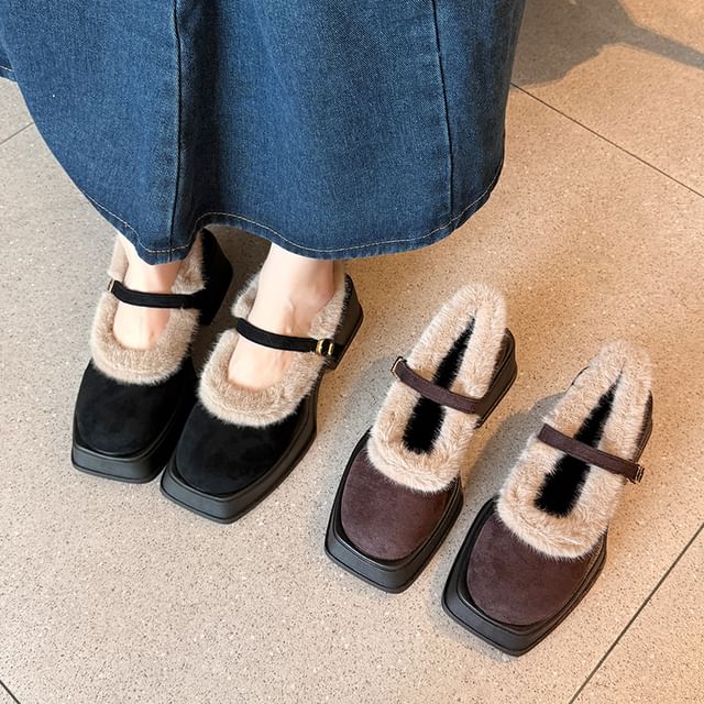 Jane Mary Heel Square-Toe Platform Shoes Chunky