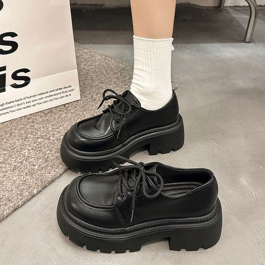 Chunky Shoes Heel Lace-Up Platform