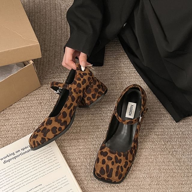 Heel Square-Toe Chunky Mary Shoes Jane