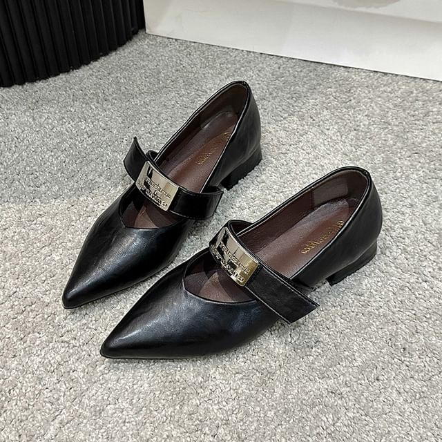 Shoes Heel Buckled Chunky Mary Jane Pointy