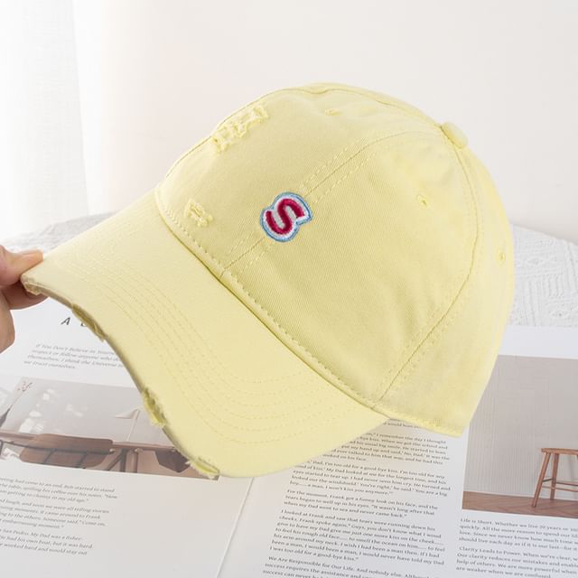 Cap Letter Baseball Distressed Embroidered