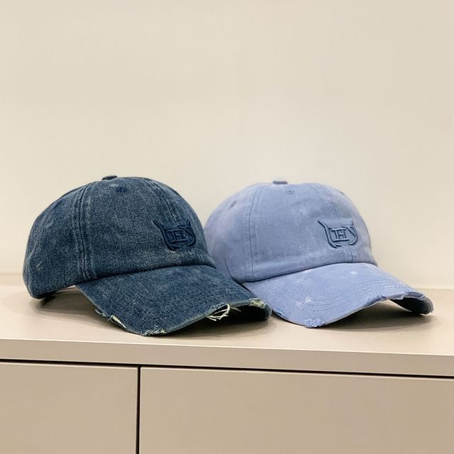 Distressed Letter Embroidered Cap