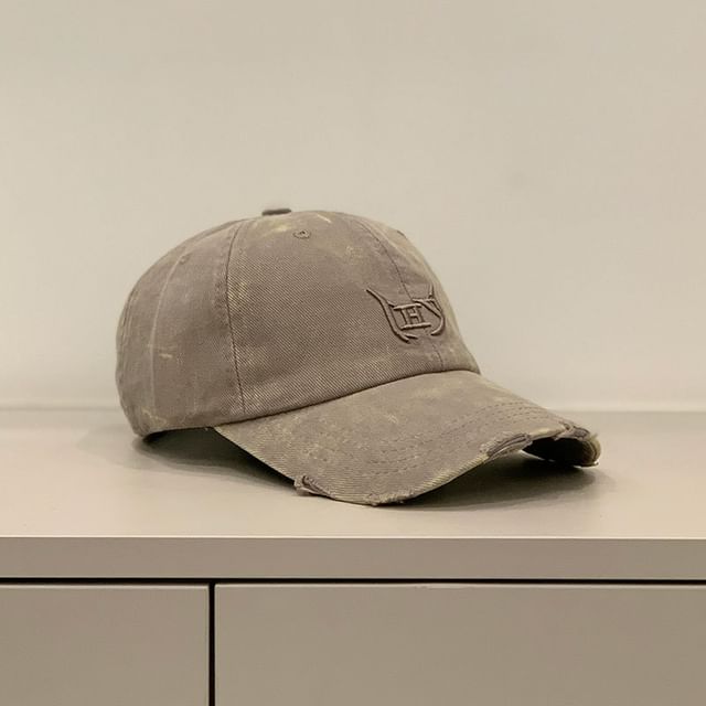 Distressed Letter Embroidered Cap