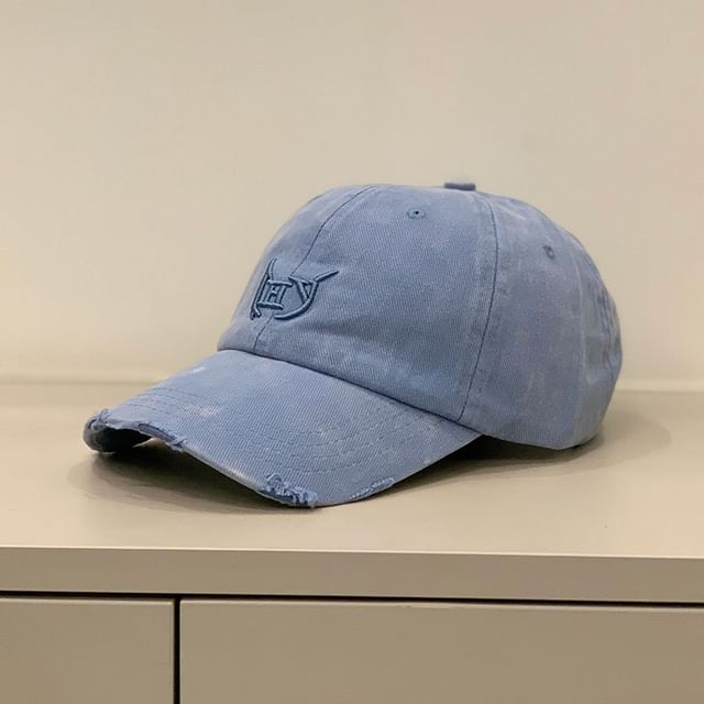 Distressed Letter Embroidered Cap