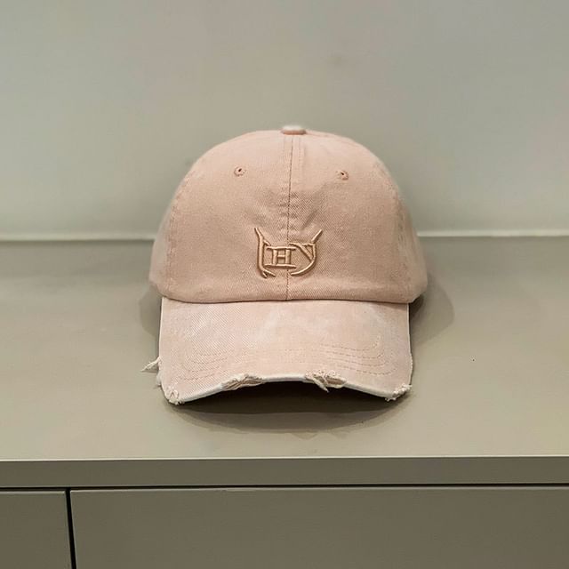 Distressed Letter Embroidered Cap