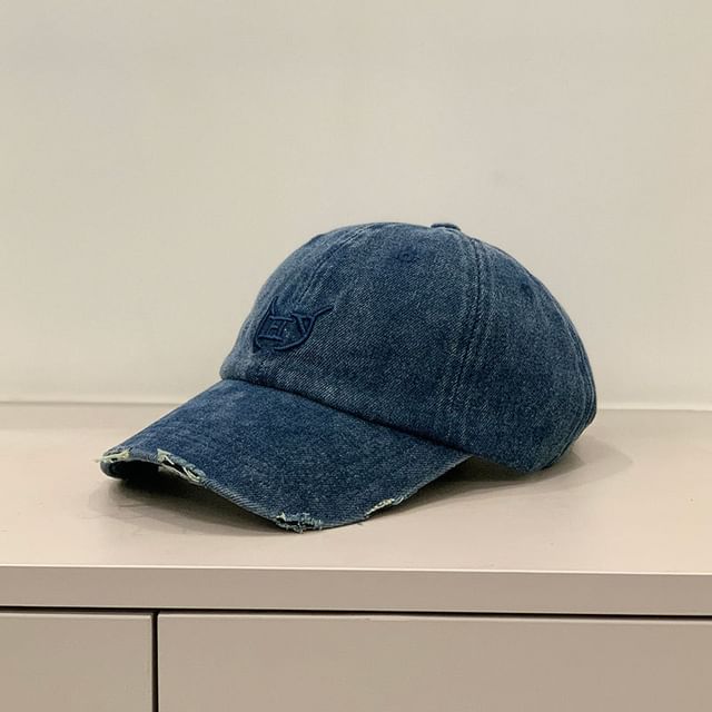 Distressed Letter Embroidered Cap