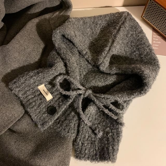 Plain Buttoned Balaclava Knit