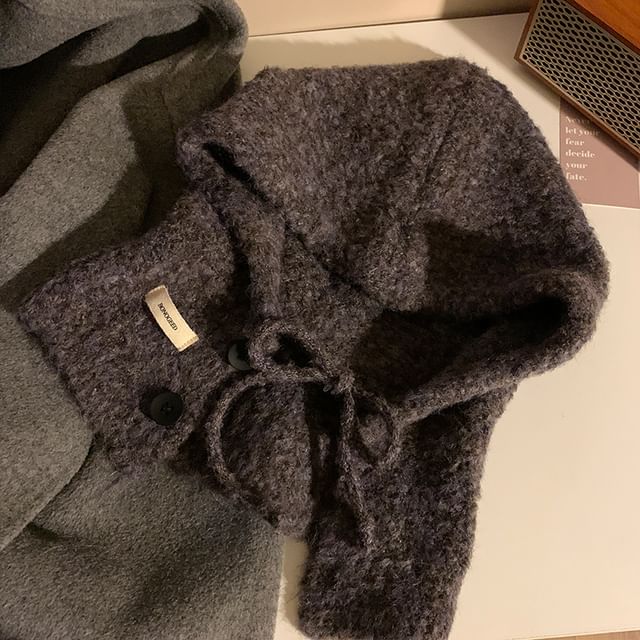 Plain Buttoned Balaclava Knit