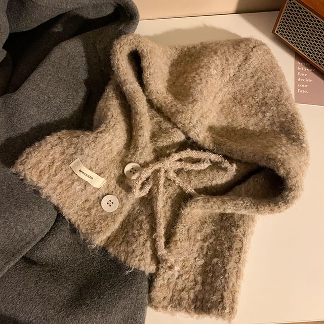 Plain Buttoned Balaclava Knit