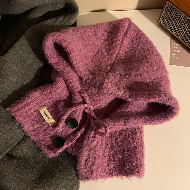 Plain Buttoned Balaclava Knit