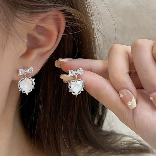 Rhinestone Heart Drop Earring