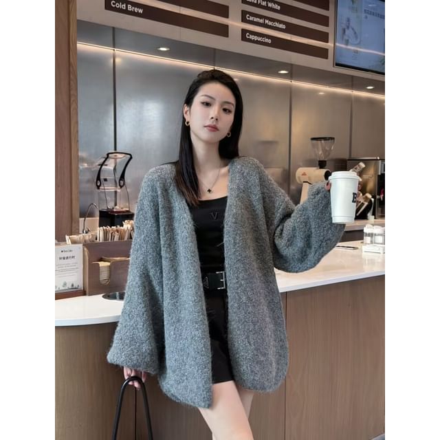 Plain V-Neck Cardigan