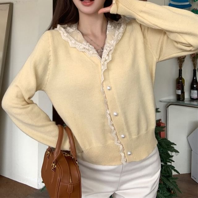 Hooded Lace Trim Cardigan