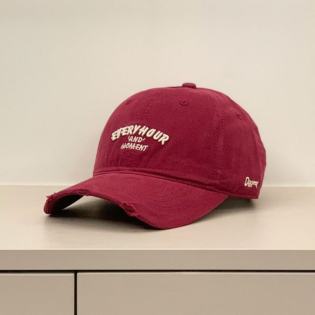 Distressed Embroidered Baseball Cap Lettering