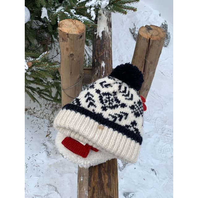 Pom Patterned Beanie