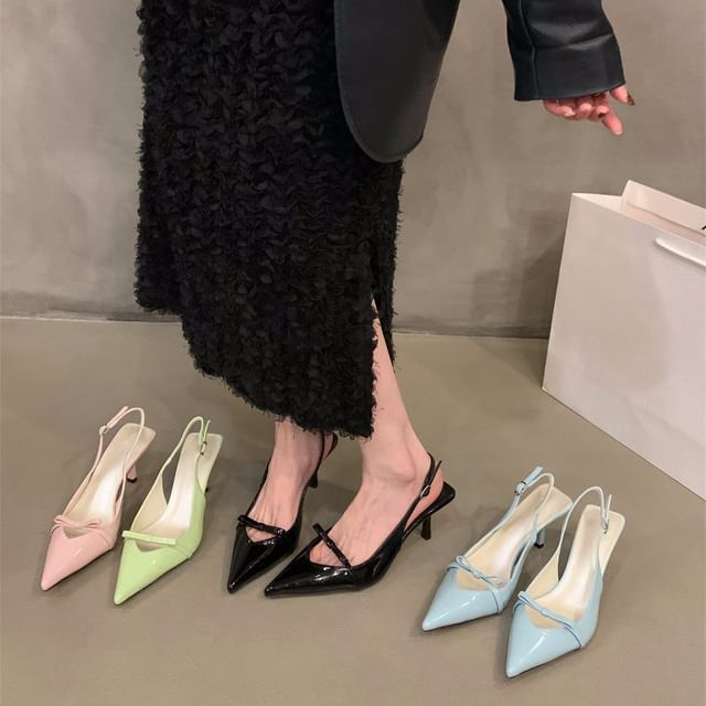 Heel Slingback Bow Sandals Pointy High