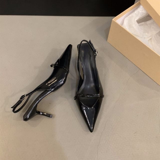 Heel Slingback Bow Sandals Pointy High