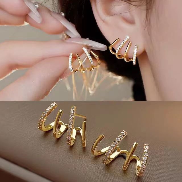 Ear Huggie Drop Hook / Stud Cuff Earring