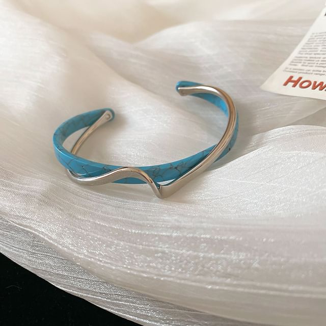 Print Twisted Open Bangle / Leopard