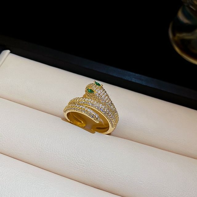 Rhinestone Snake Ring Open