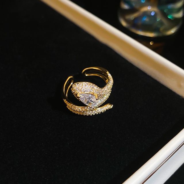 Rhinestone Snake Ring Open