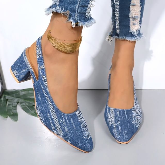 Heel Chunky Printed Sandals Slingback