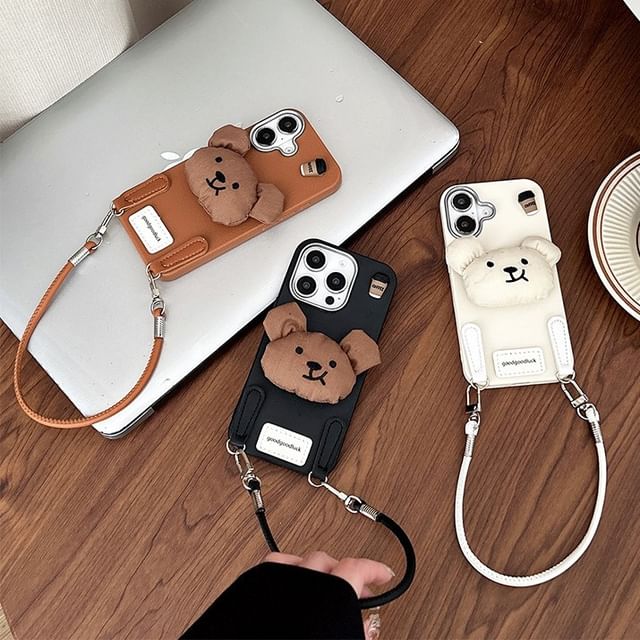 Strap Phone Puffed Case with Bear