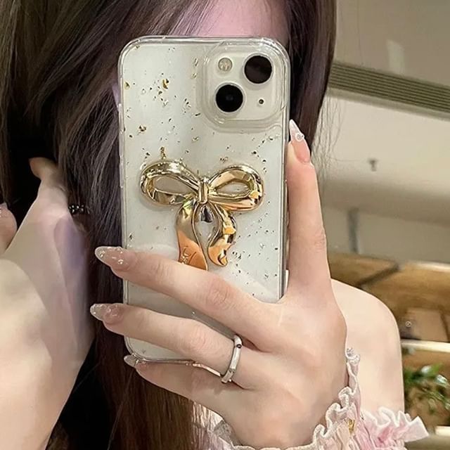 Case Phone Bow Gold Leaf