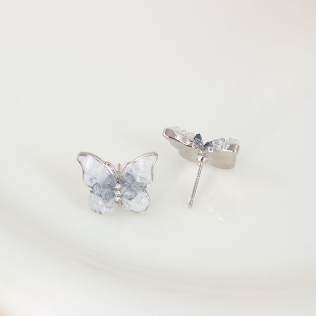 Stud On Earring / Butterfly Rhinestone Clip