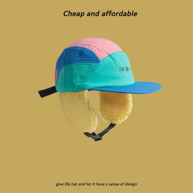Cap Color Lettering Block Earflap