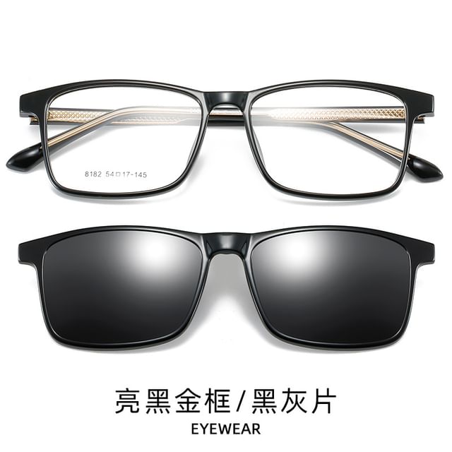 Square Sunglasses Glasses On with Clip