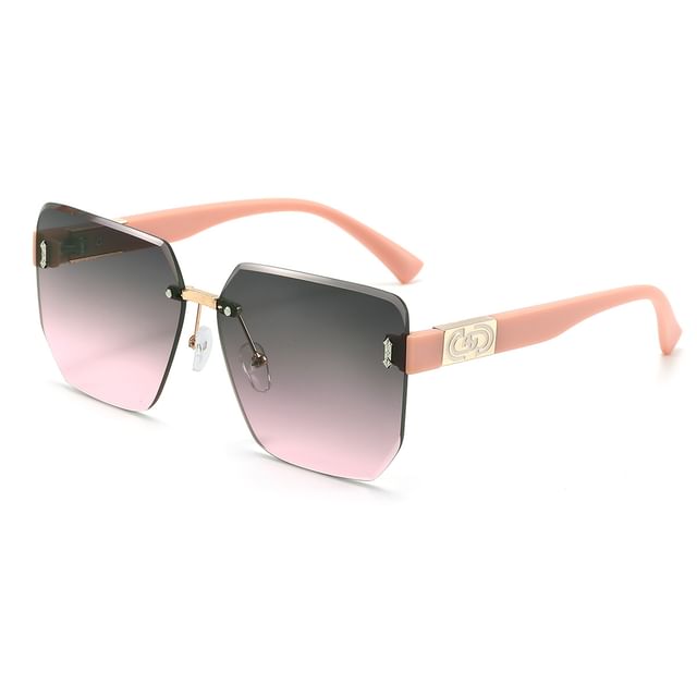 Rimless Sunglasses Oversized Geometric