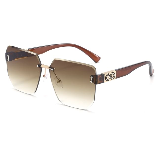 Rimless Sunglasses Oversized Geometric