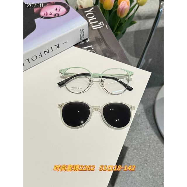 Glasses Sunglasses Metal On With Clip Round