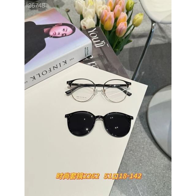 Glasses Sunglasses Metal On With Clip Round