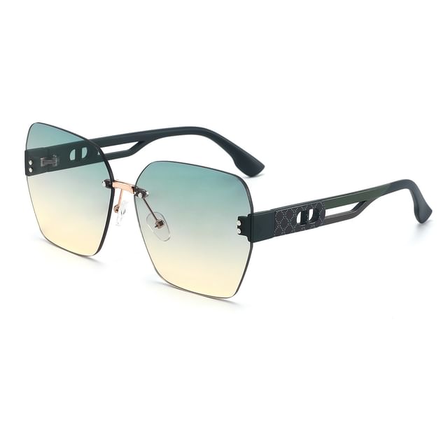 Rimless Geometric Oversized Sunglasses