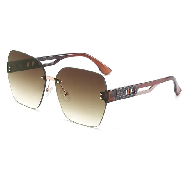 Rimless Geometric Oversized Sunglasses
