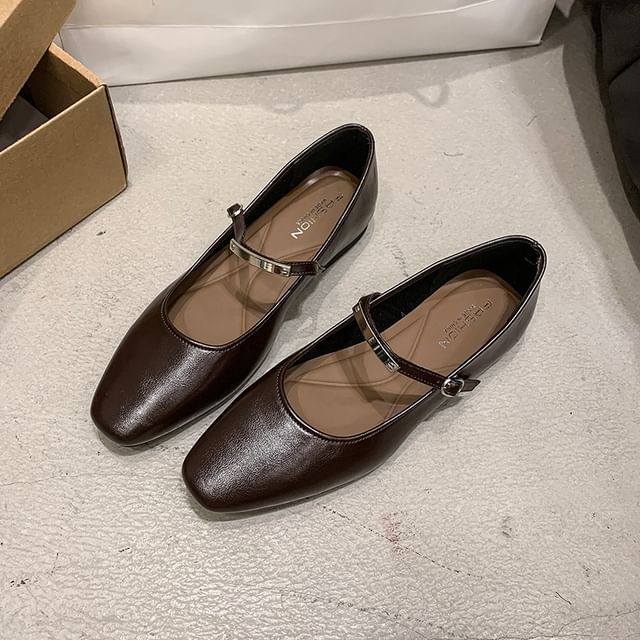 Metal Jane Buckle Mary Shoes Accent