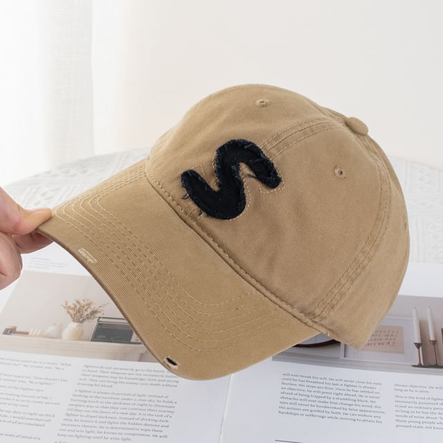 Lettering Distressed Applique Baseball Cap