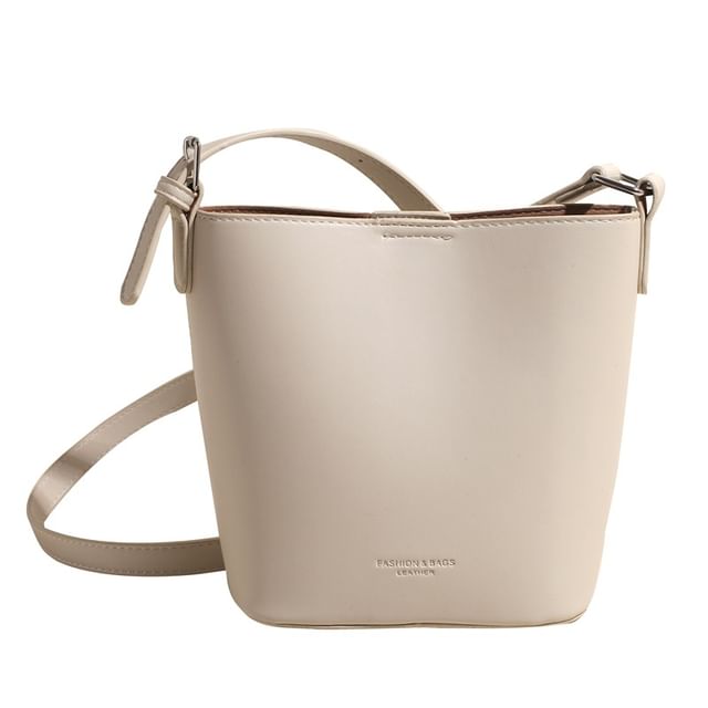 Plain Faux Bucket Bag Leather