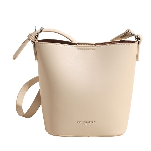 Plain Faux Bucket Bag Leather