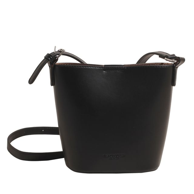 Plain Faux Bucket Bag Leather