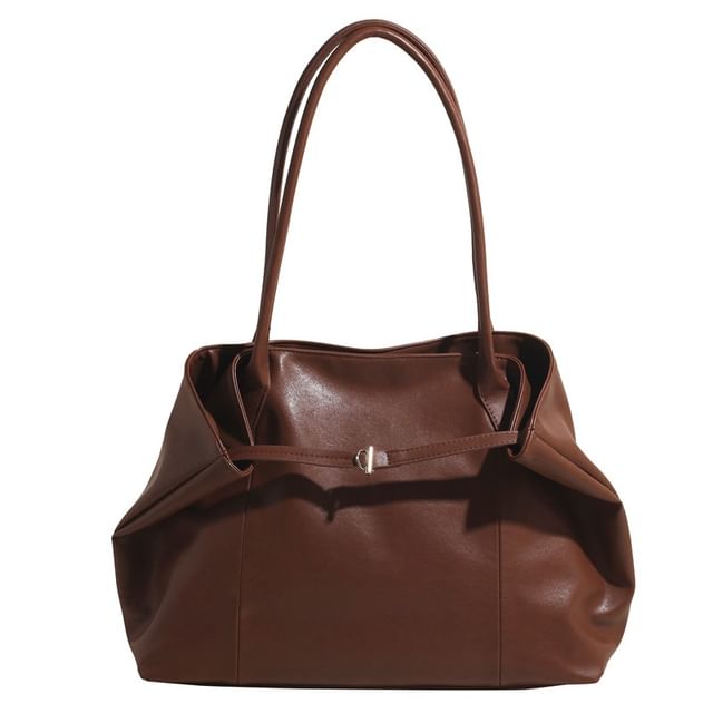 Leather Bag Plain Faux Tote