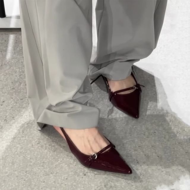 Heel Stiletto Low Buckle Pumps