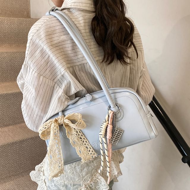 Faux Lettering Bag Bowler Leather